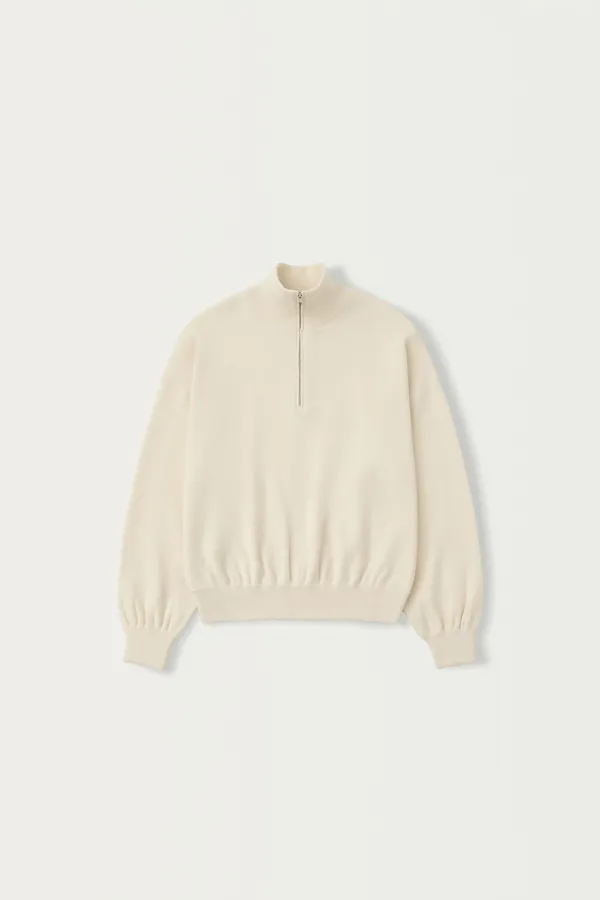 Soft collar half zip-up (Pure ivory)