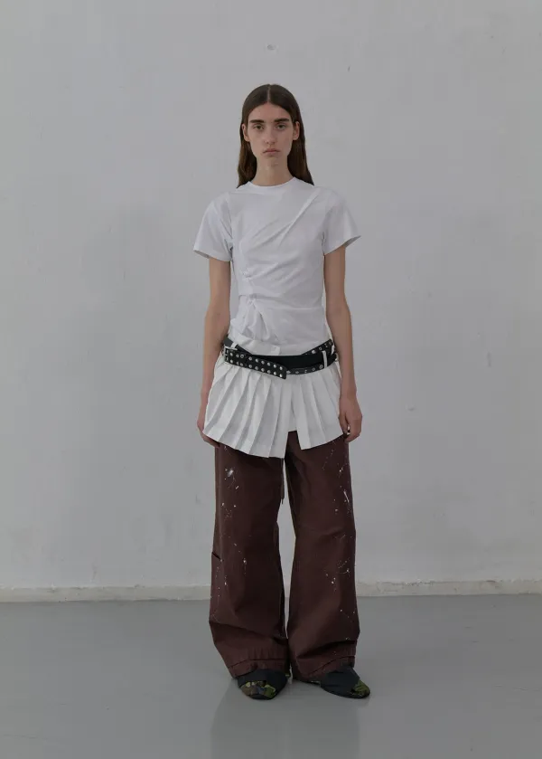 PLEATS DETAIL LAYERED SKIRT (WHITE)