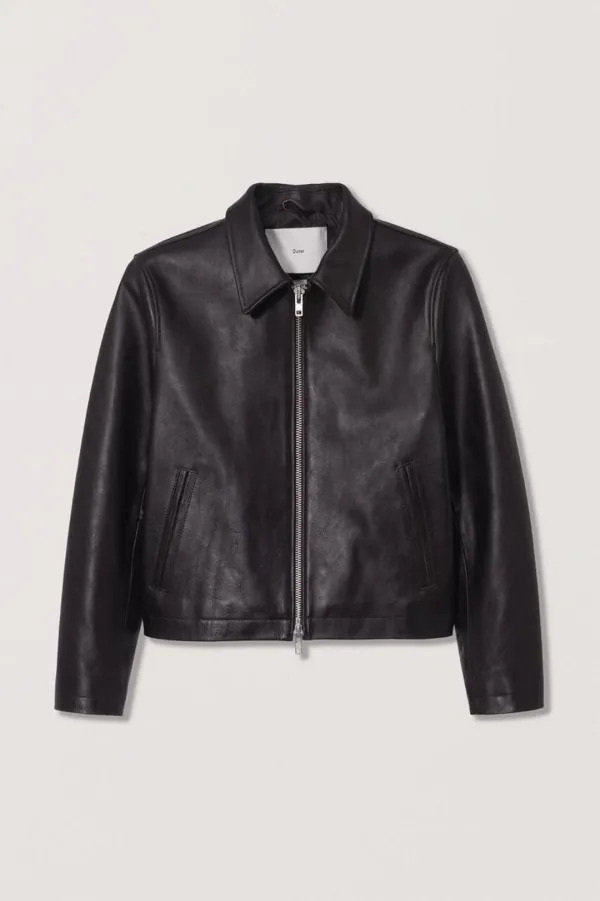 UNISEX CALF SKIN COLLARED BLOUSON JACKET BROWN_UDJU5A106W2