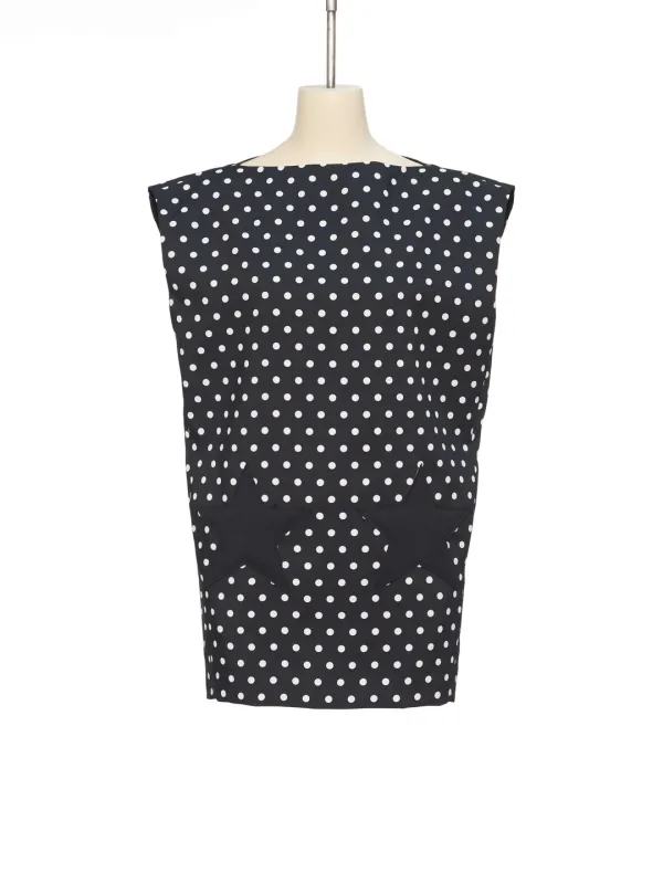 SS26 BLACK POLKA DOT STAR EMBOSSED DRESS