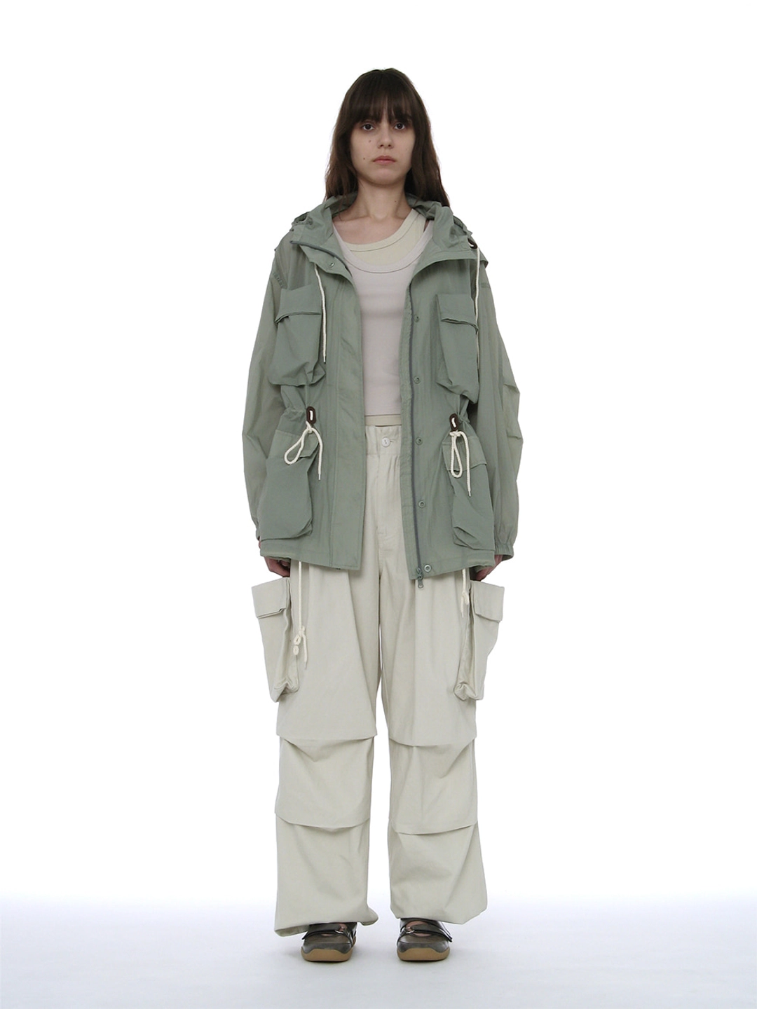 파르티멘토 [WOMEN] LIGHTWEIGHT HOODED UTILITY JACKET_MINT GREY 상품 이미지 2