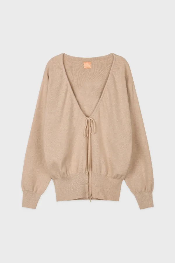 Layered Deep V-Neck Knit (Beige)