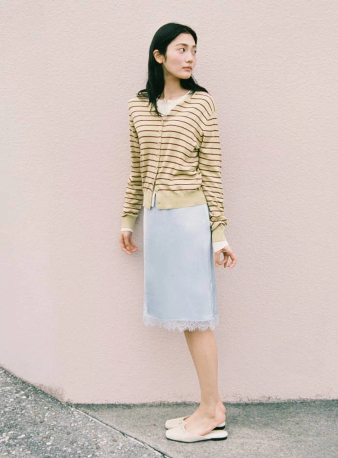 망고매니플리즈 AILE SATIN LACE SKIRT_LIGHT BLUE 상품 이미지 2