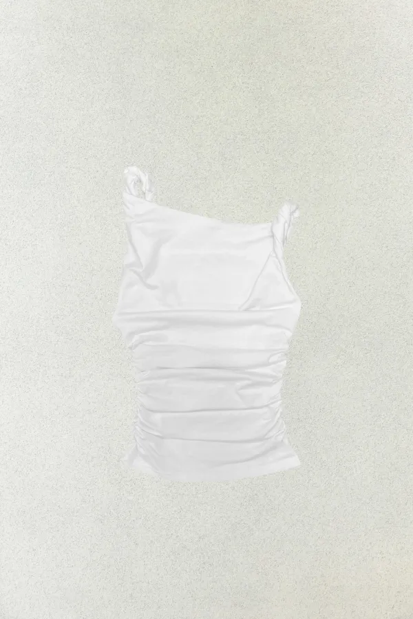 COS TWISTED SHIRRLING TOP / WHITE