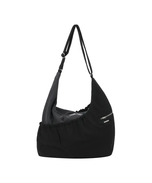 Ribbed layered cross bag BLACK