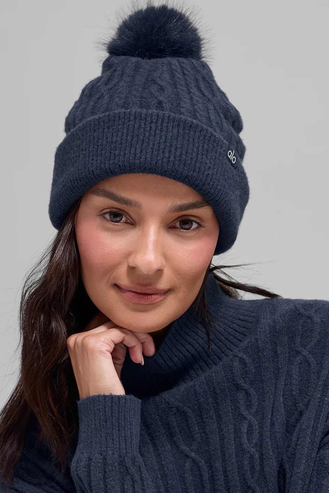 알로요가 Cable Knit Winter Bliss Beanie - Navy 상품 이미지 2