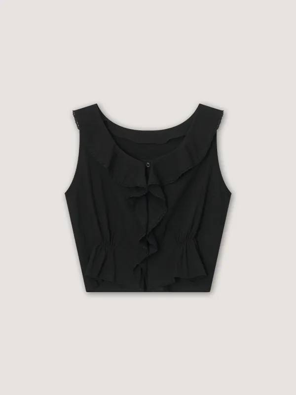 [4th] Ann Ruffle Blouse - Black