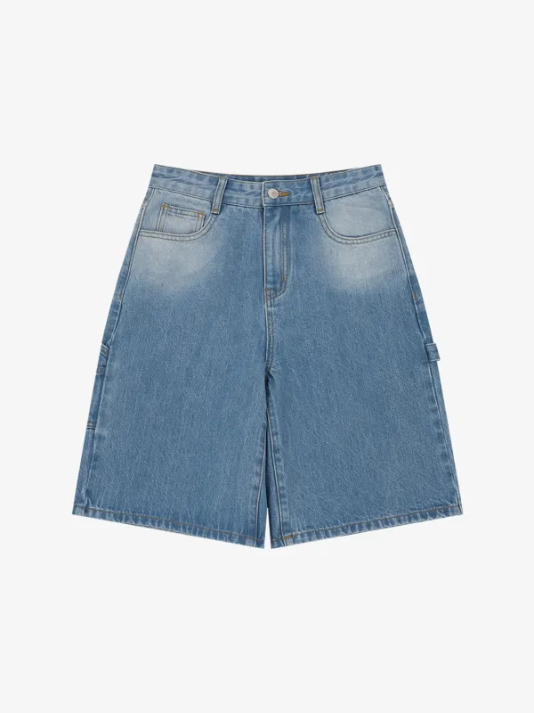 스톤 워싱 데님 버뮤다 팬츠_INDIGO