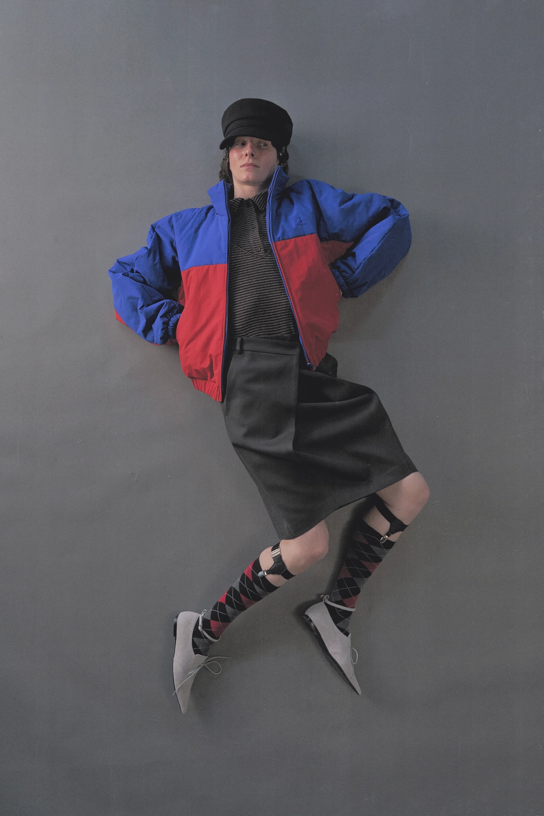 푸쉬버튼 PF26 GRAY FOLDED TUCK SKIRT 상품 이미지 1