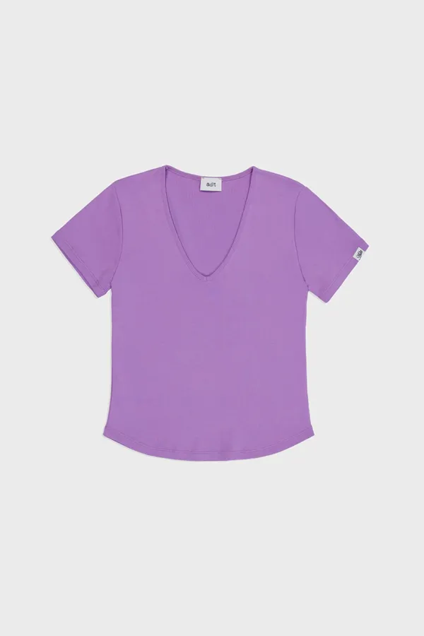 [New] V-neck daily t-shirt_violet