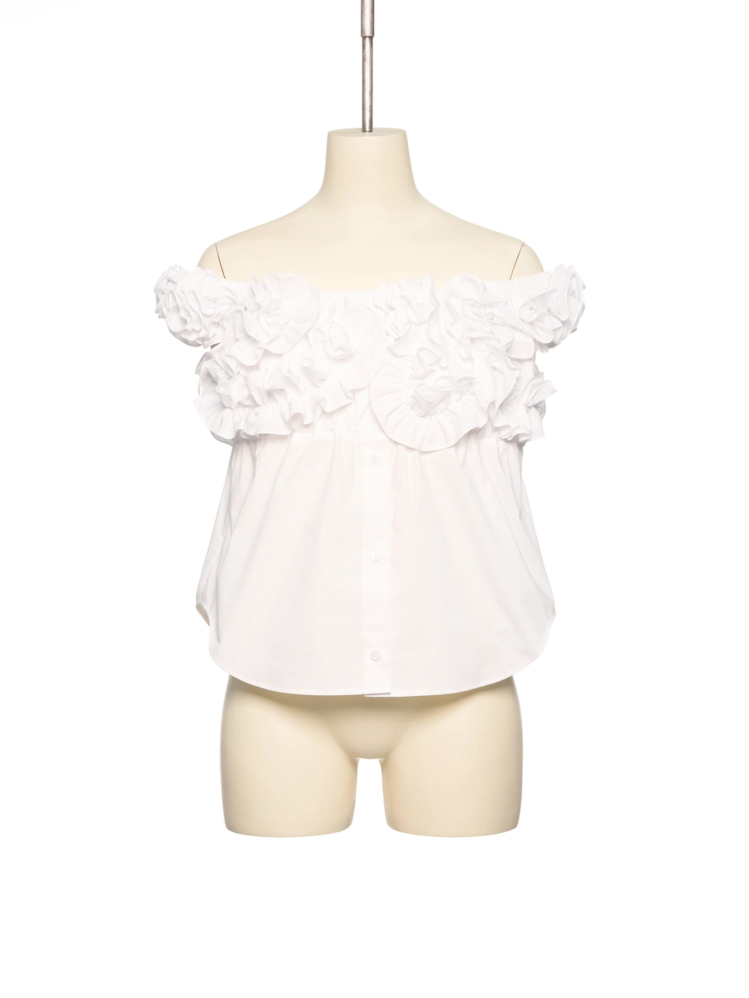푸쉬버튼 PF26 WHITE OFF-SHOULDER SHIRRING SHIRT 상품 이미지 2