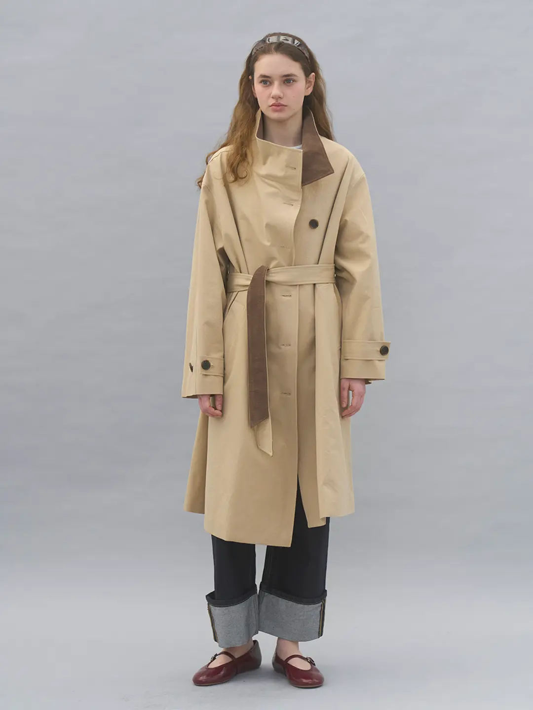 쏘이르 HIGH NECK TRENCH COAT - BEIGE 상품 이미지 1