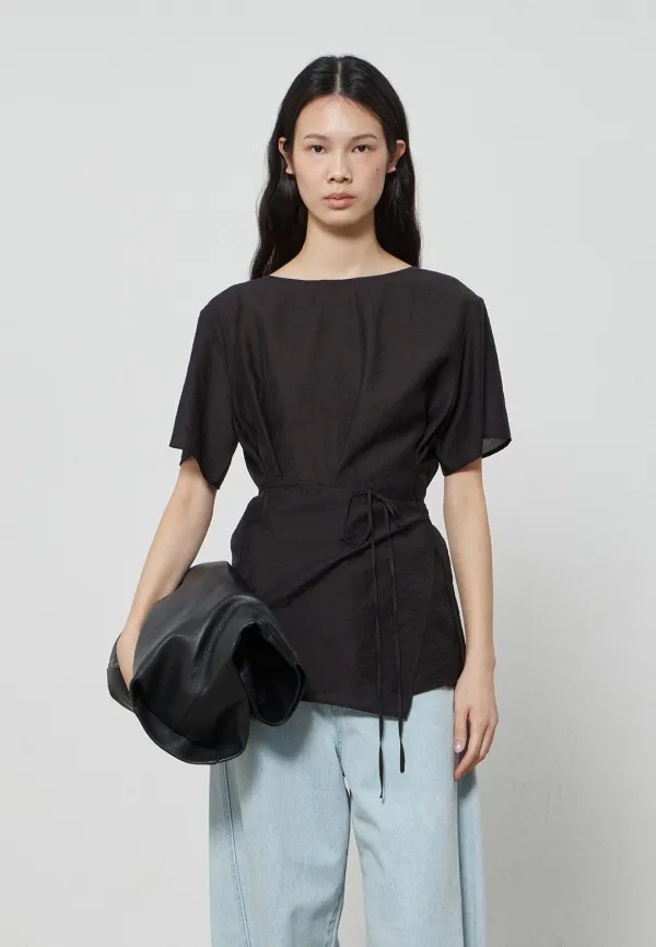 LAYERED STRAP BLOUSE - BLACK