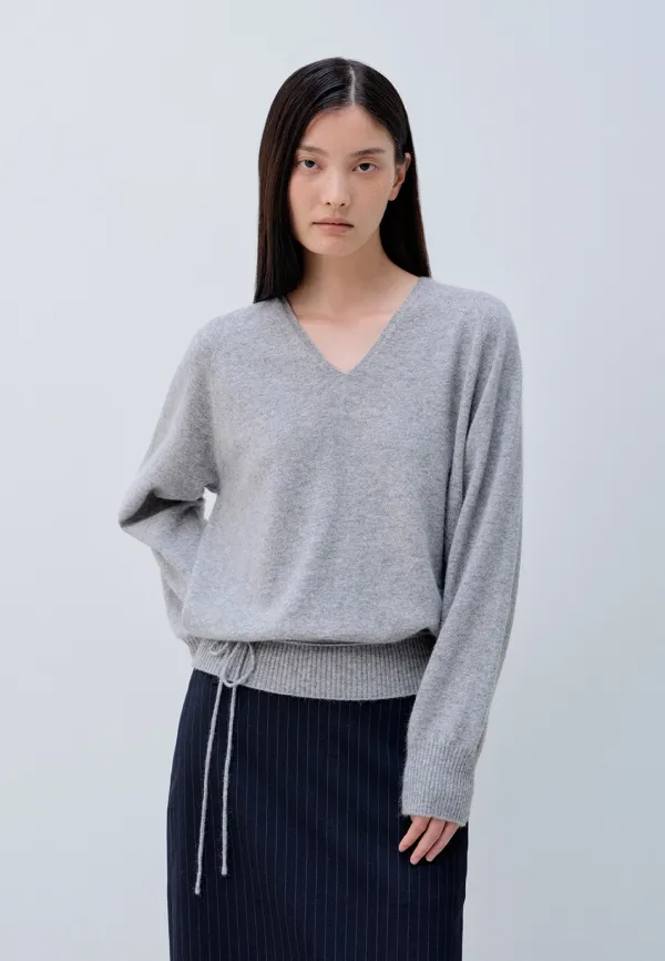 [CARRY OVER][NEW COLOR] WHOLE GARMENT V NECK KNIT_GREY