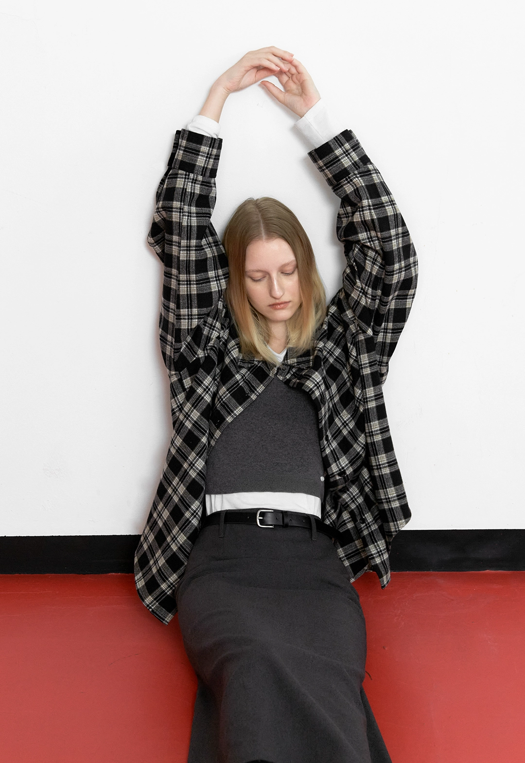 아뜰리에 나인 (BL-4379)WOOL BLENDED OVERSIZED CHECK SHIRT 상품 이미지 3