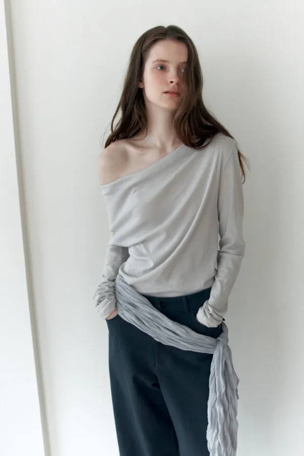 [5th] Flow Cotton Drape T_Light Gray