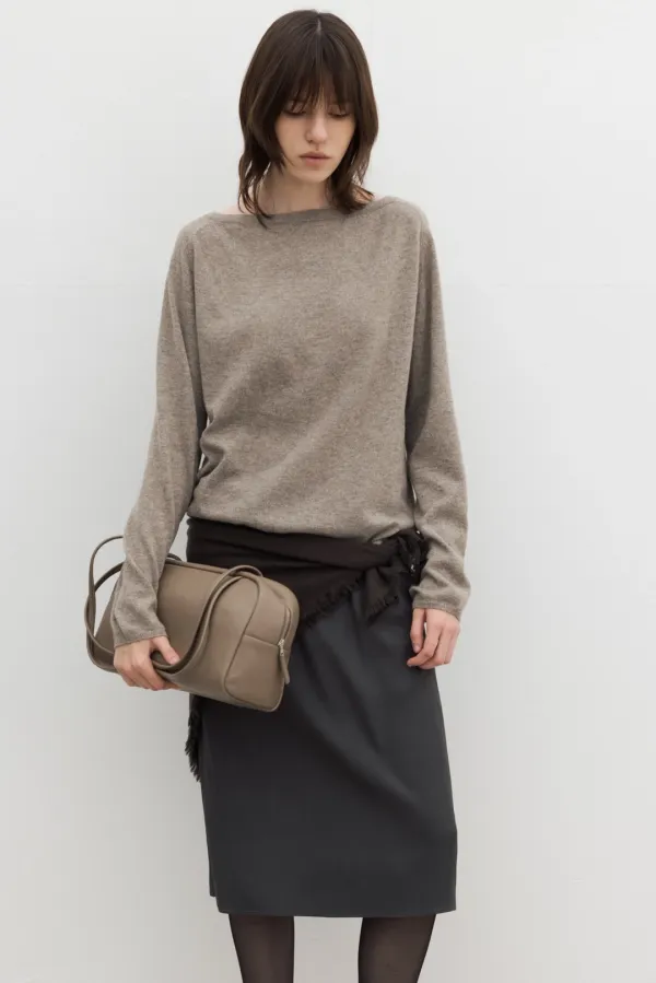 [3rd] Relaxed Fit Boat Neck Knit (Ivory / Beige / Dark Gray)