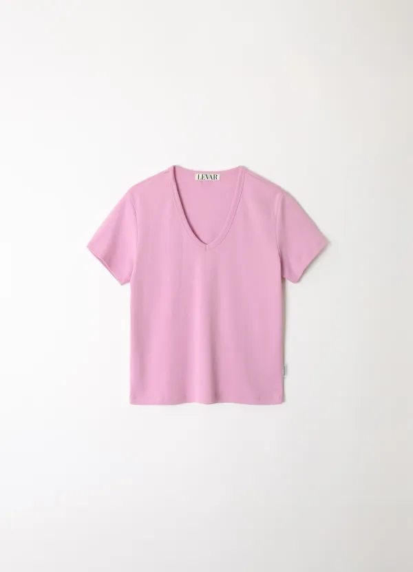 All-day Cotton V-neck T-shirt - Cotton-candy Pink