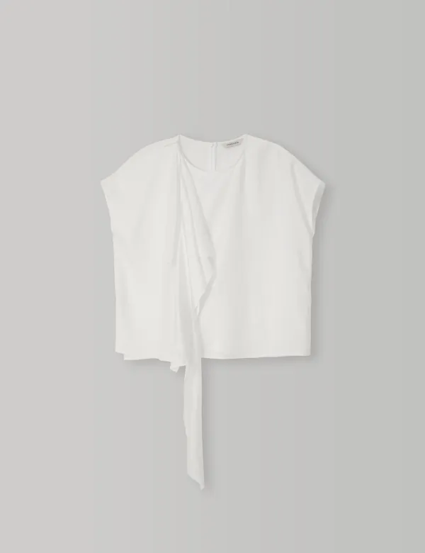 Sheer Scarf Blouse (White)