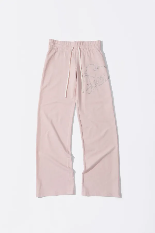 Faith Cotton Track Pants Baby Pink