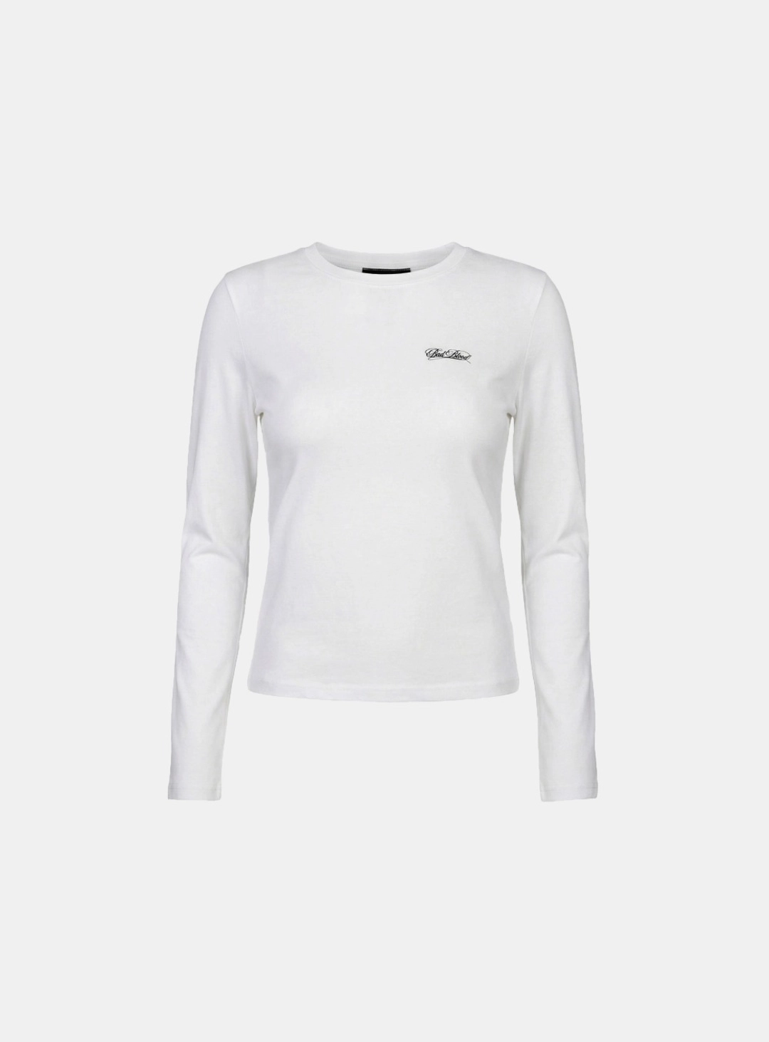 배드블러드 [w-tee26-025] Dark Classic Logo Fitted Long Sleeve T-Shirt - White 상품 이미지 2