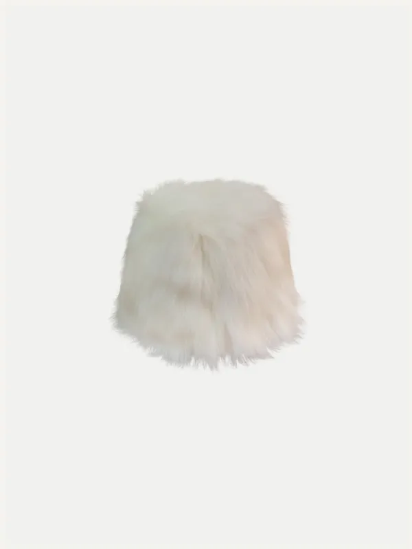 POIU FUR BUCKET HAT WHITE