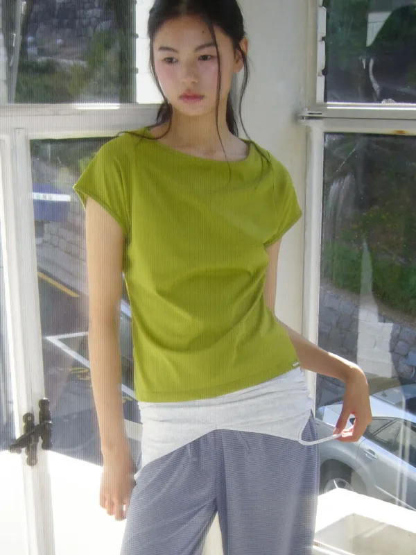 Solid Boat-neck T-Shirt - Olive Green