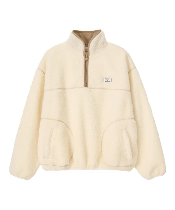 Poddy Fleece Half Zip Up-Beige