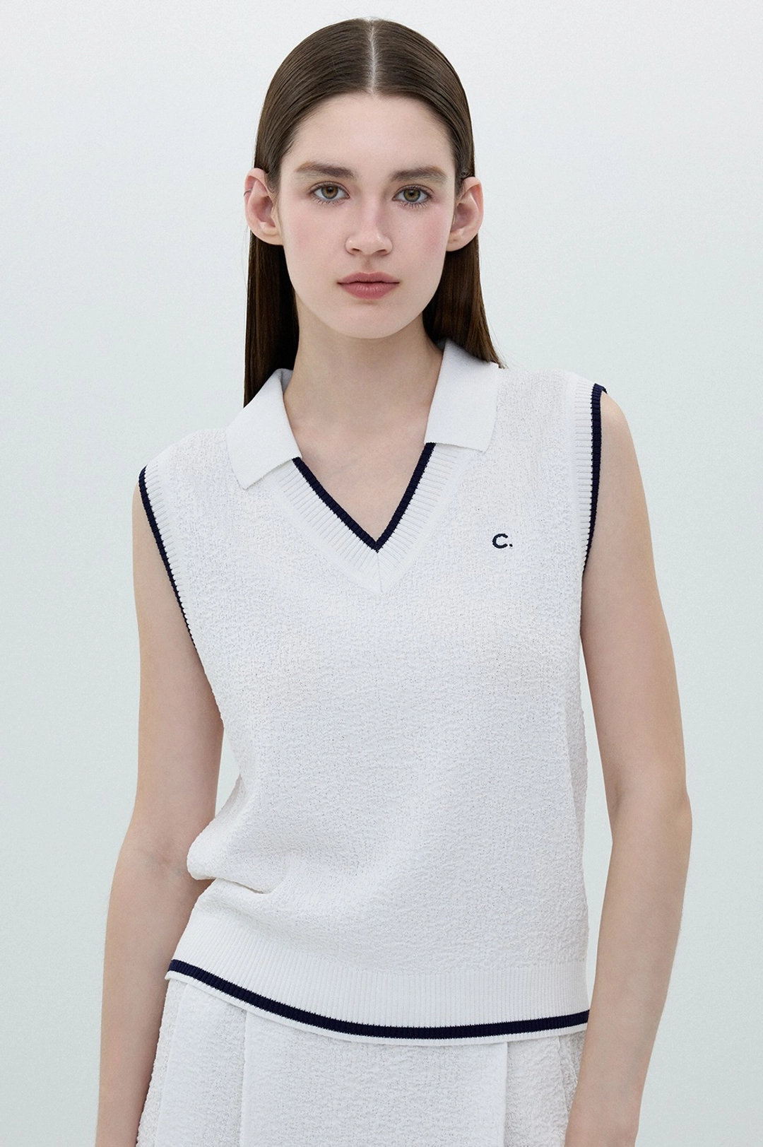 클로브 [25SS Clove] V-neck Collar Sleeveless Knit (White) 상품 이미지 2