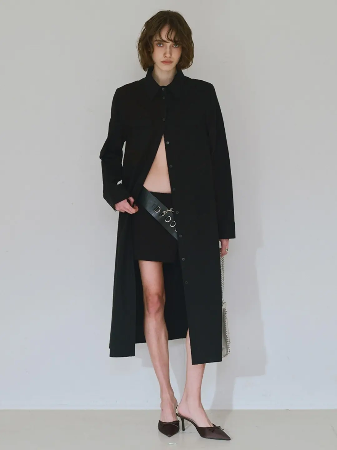 밀로 우먼 Layer Cotton Long Shirts [Black] 상품 이미지 2