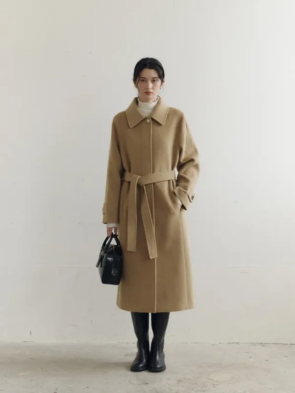 Belted Balmacaan Long Coat_Camel