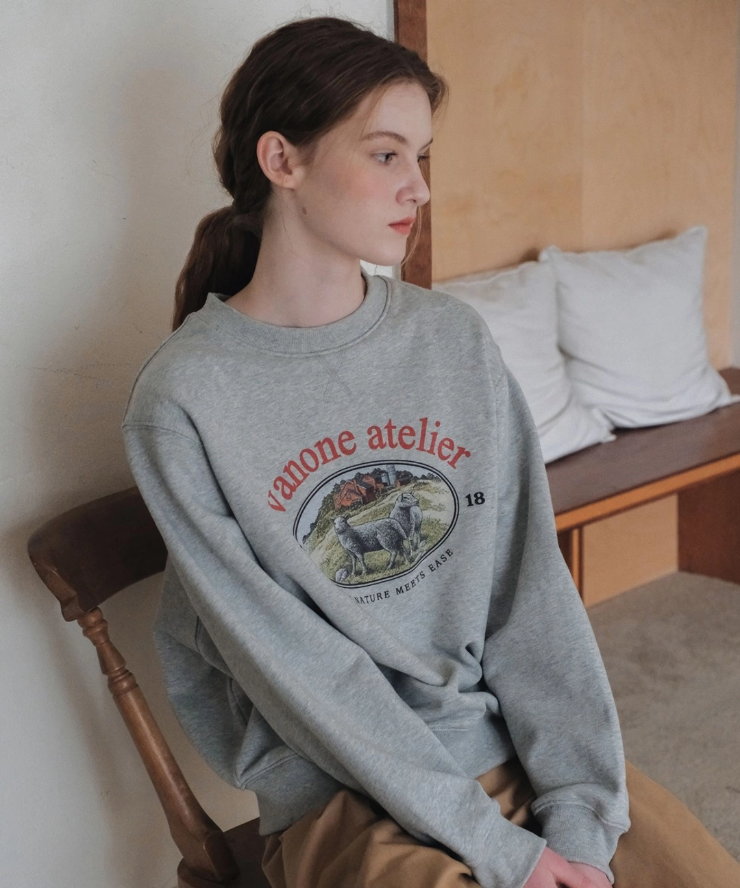 반원 아뜰리에 A3551 Nature heritage 스웨트 셔츠_Melange gray 상품 이미지 2