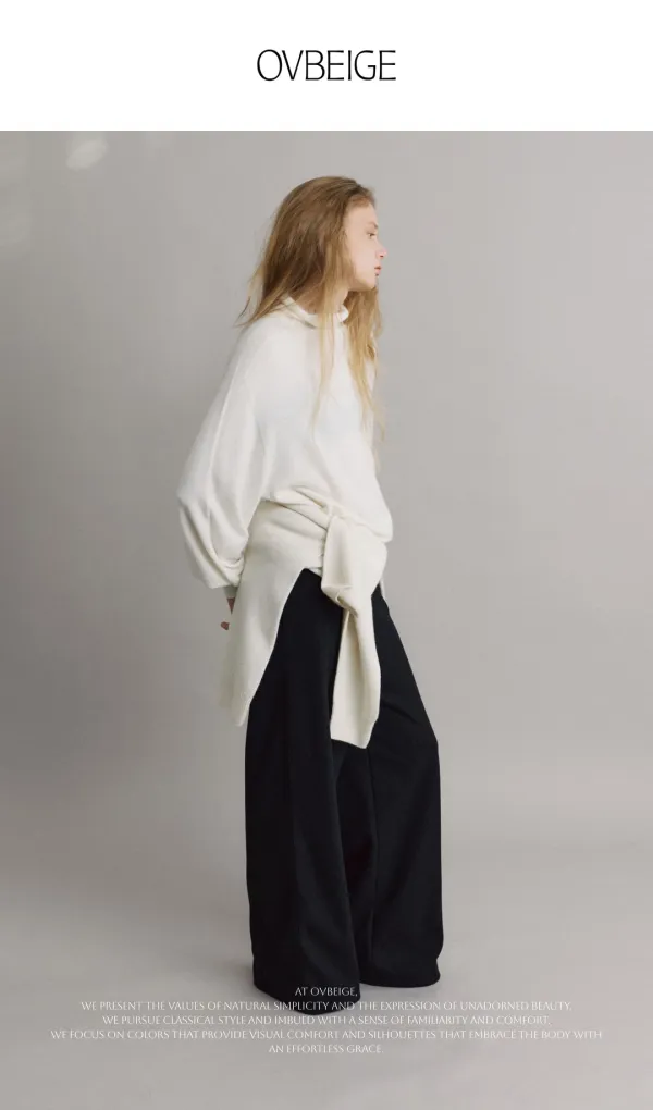 VISCOSE DOUBLE-FACED CINCHED PANTS_BLACK - OVBEIGE