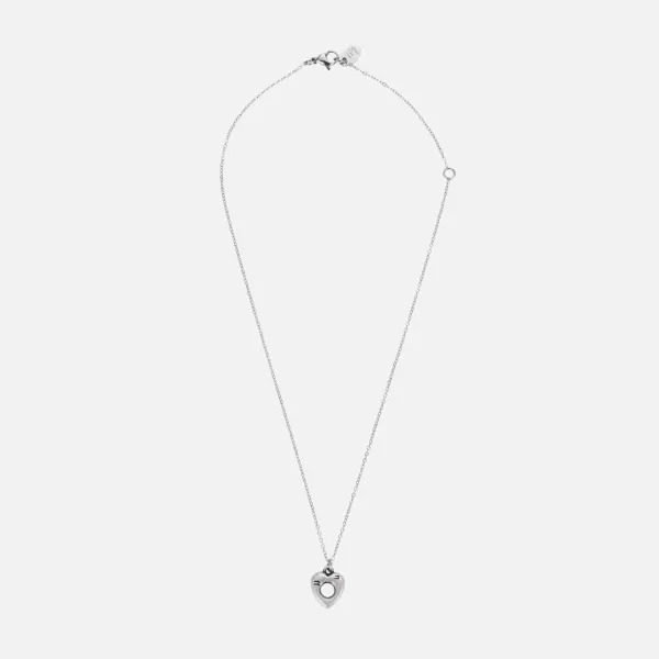 heart hole mini necklace-silver