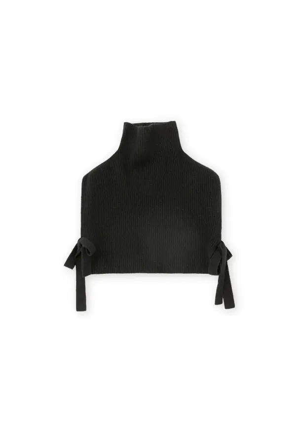 W Turtle Neck Bib, Black