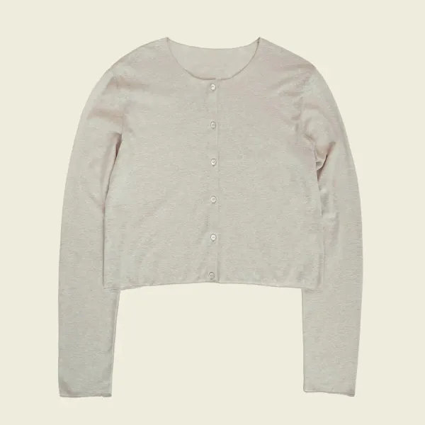 linen cardigan - gray beige