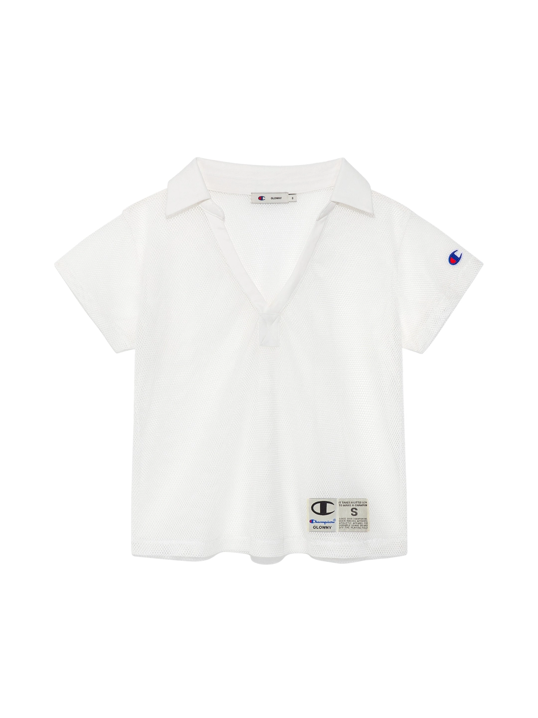 글로니 GLOWNY x Champion MESH COLLAR TEE (WHITE) 상품 이미지 1