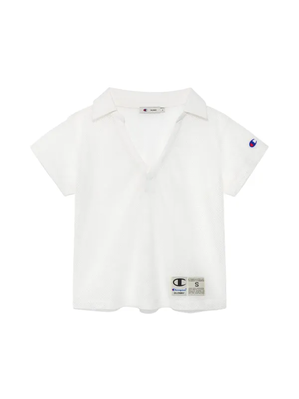GLOWNY x Champion MESH COLLAR TEE (WHITE)