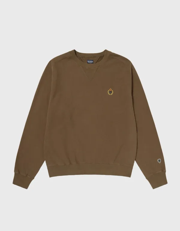CREST WASHED 221 CREWNECK / Brown