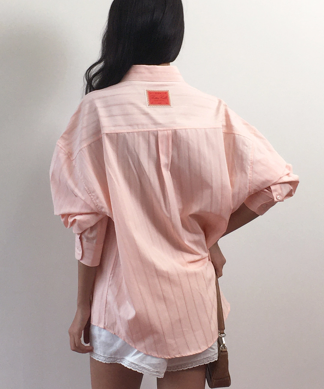 비터셀즈 Oversized Brynn Stripe Shirt-Coral 상품 이미지 2