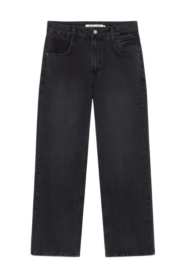 POCKET WASHED POINT DENIM PANTS IN BLACK