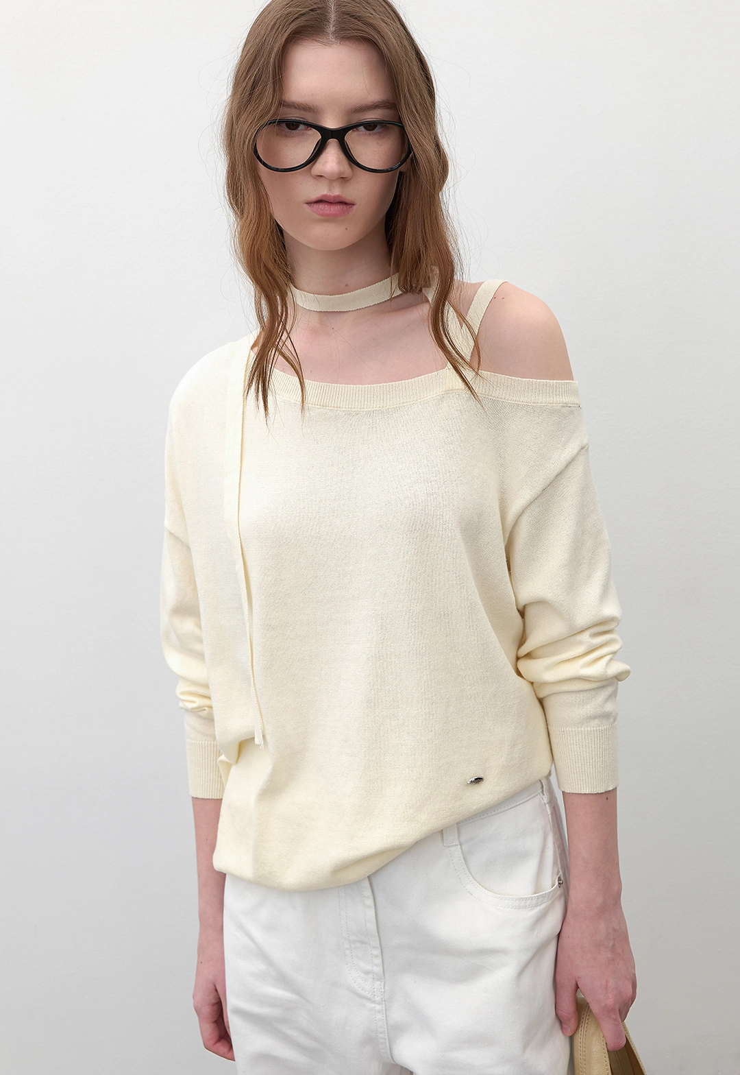 아뜰리에 나인 (T-7195)ONE OFF SHOULDER STRAP LOOSE FIT KNIT 상품 이미지 2