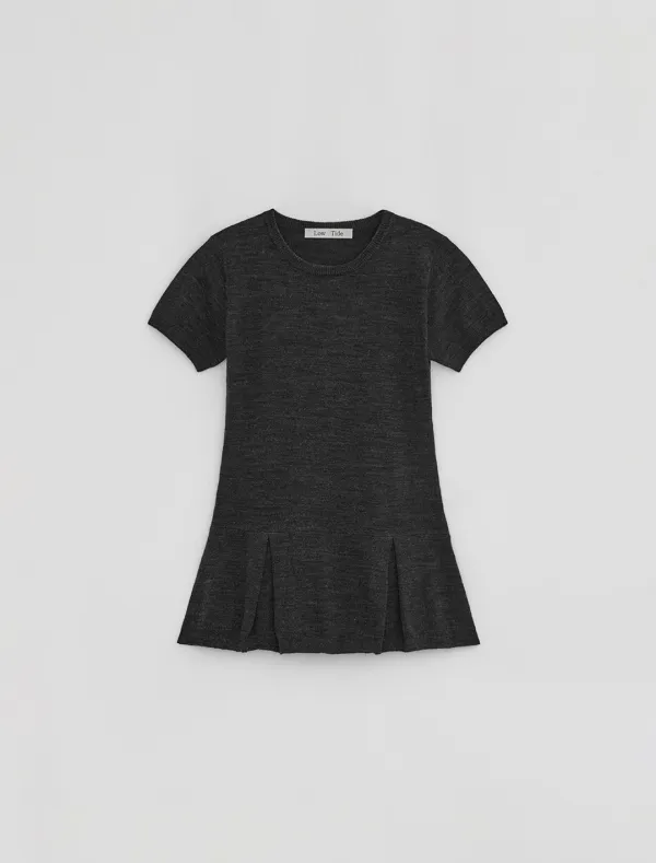 [1st REORDER] HALF SLEEVE FLARE KNIT [CHARCOAL]