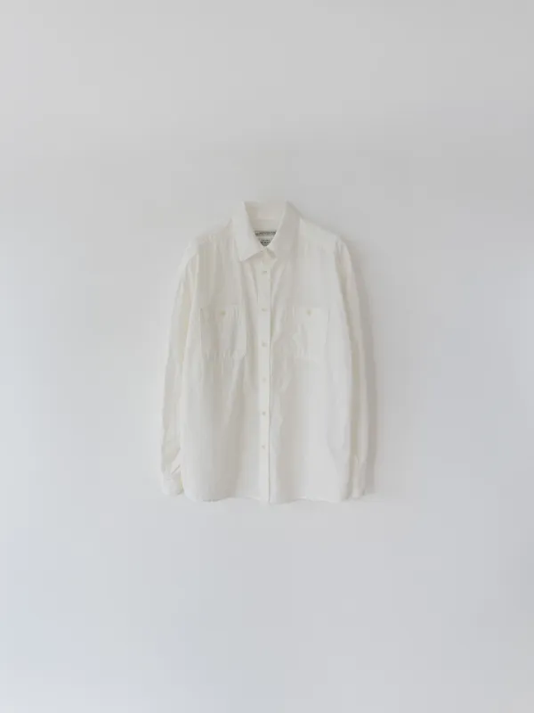 Over Fit Double Pocket Shirt (White)