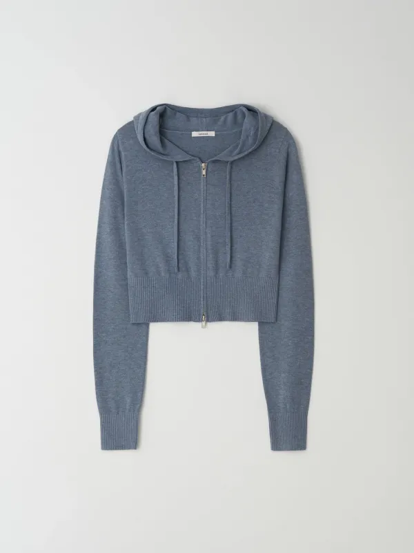 Knit Zip-up Hoodie (Bluegray)