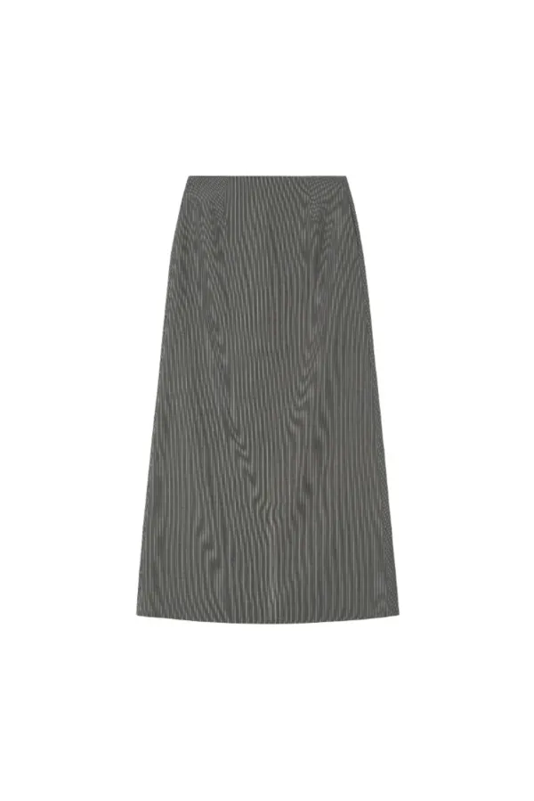 Wool stripe long skirt