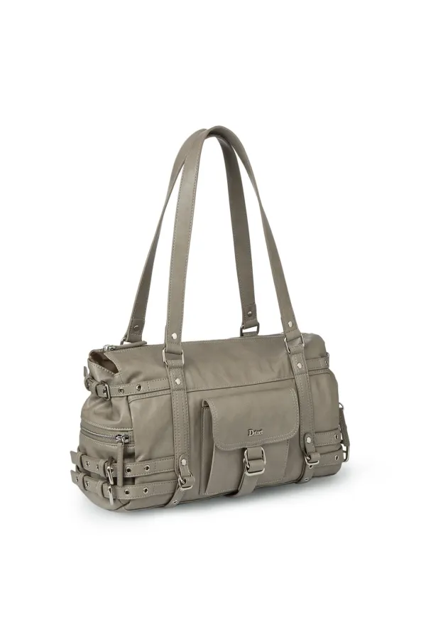 BELTED POCKET SHOULDER BAG IN GREY