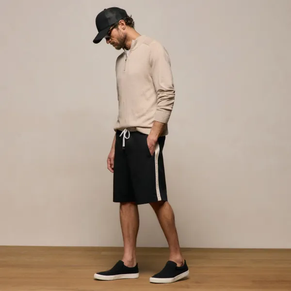 Elevated Cotton Twill Track Short - Black/Latte/White