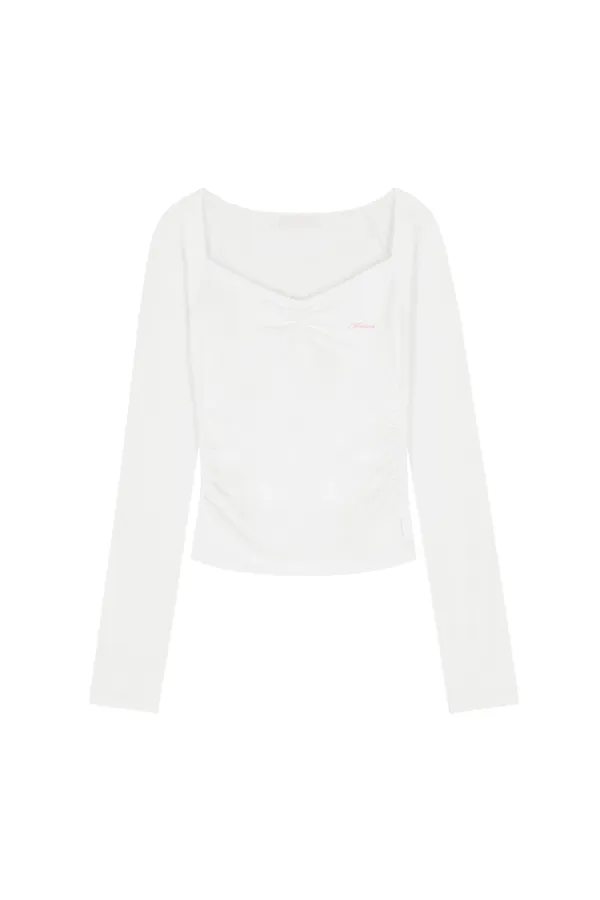 Sweet Daisy Shirring Top, White