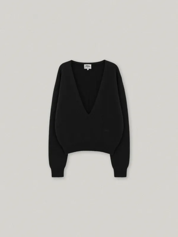 PLONGER DEEP V NECK KNIT (BLACK)